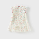 Dave&Bella Toddler Girls Summer Elegant Floral Print Mesh Cheongsam-style Dress (Copy)-1