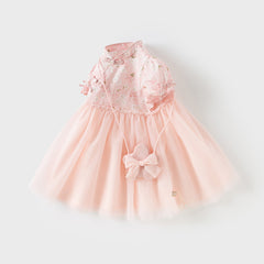 Dave&Bella Toddler Girls Summer Sweet Pink Chinese-style Floral A-line Party Mesh Dress