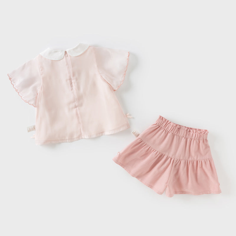 Dave&Bella Toddler Girls Summer Sweet Pink Casual T-shirt Short Set