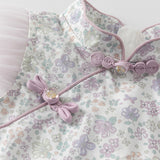 Dave&Bella Toddler Girls Summer Elegant Floral Chinese-style A-line Princess Mesh Dress