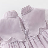 Dave&Bella Girls Summer Pretty Sleeveless Grey Purple Flower Mesh Dress (wallet bag)