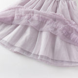 Dave&Bella Girls Summer Pretty Sleeveless Grey Purple Flower Mesh Dress (wallet bag)