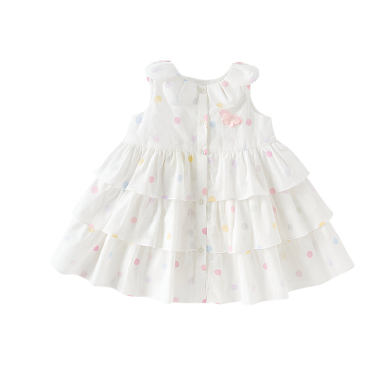 Dave&Bella Girls Summer Cotton Colored Dots Sleeveless Dress