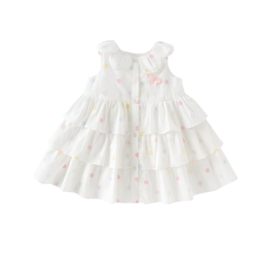 Dave&Bella Girls Summer Cotton Colored Dots Sleeveless Dress
