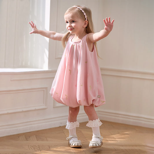 Dave&Bella Girls Summer Pink Tulle Mesh Sleeveless Princess Jellyfish Style Dress