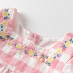 Dave&Bella Girls Summer Pink White Plaid Top Shorts Set
