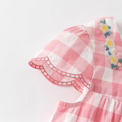 Dave&Bella Girls Summer Pink White Plaid Top Shorts Set