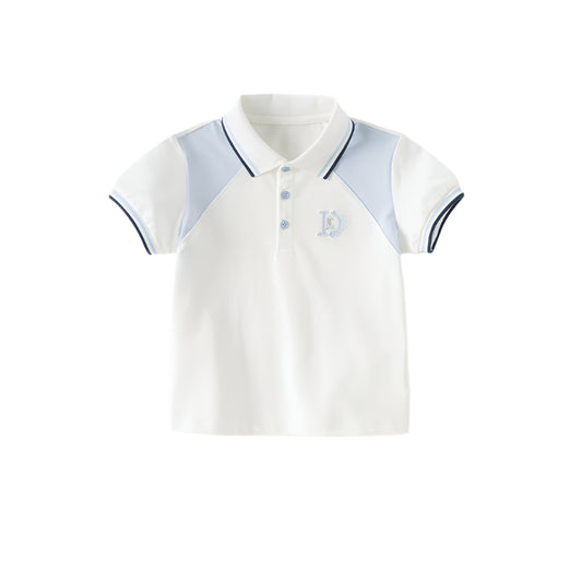 Dave&Bella Boys Summer Cotton White College Style  Polo T-shirt Top