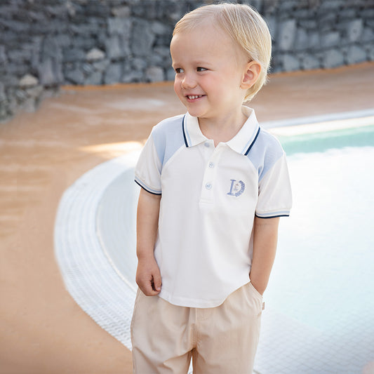 Dave&Bella Boys Summer Cotton White College Style  Polo T-shirt Top