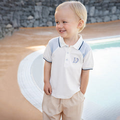 Dave&Bella Boys Summer Cotton White College Style  Polo T-shirt Top