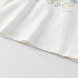 Dave&Bella Toddler Girls Summer Cute White Flower Print Breathable Cotton T-shirt Tops