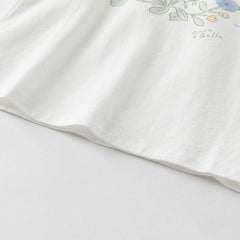 Dave&Bella Toddler Girls Summer Cute White Flower Print Breathable Cotton T-shirt Tops