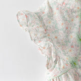 Dave&Bella Kids Girls Summer Green Floral Print Classic Chinese-style T-shirt Pant Sets