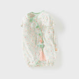 Dave&Bella Baby Girls Summer Green Print Chinese-style Soft Rompers