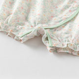 Dave&Bella Baby Girls Summer Green Print Chinese-style Soft Rompers