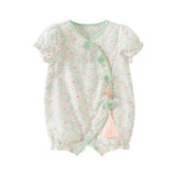 Dave&Bella Baby Girls Summer Green Print Chinese-style Soft Rompers