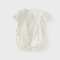 Dave&Bella Baby Girls Summer Green Print Chinese-style Soft Rompers