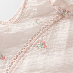 Dave&Bella Girls Summer Pink Classical Sleeveless Top Chinese Style Half Mesh Skirt Set