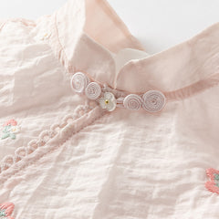 Dave&Bella Girls Summer Pink Classical Sleeveless Top Chinese Style Half Mesh Skirt Set