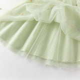 Dave&Bella Toddler Girls Summer Green Mesh Elegance Princess Dress (wallet bag)