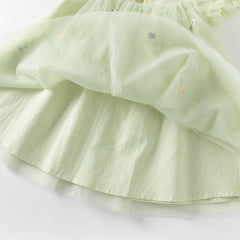 Dave&Bella Toddler Girls Summer Green Mesh Elegance Princess Dress (wallet bag)