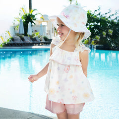 Dave&Bella Girls Summer Adorable Cotton White Floral Halter Top Short Pant Set