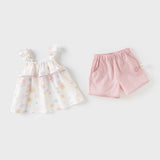 Dave&Bella Toddler Girls Summer Adorable Cotton Floral Halter Top Short Pant Sets