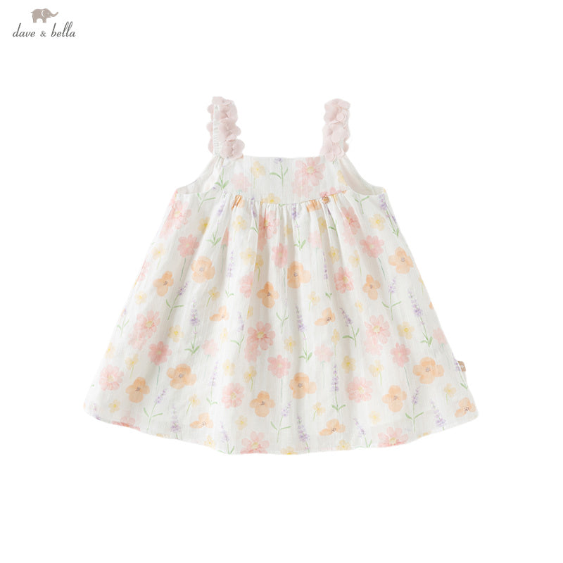 Dave&Bella Girls Summer Cotton Cute Floral Print Halter Dress