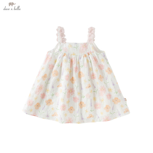 Dave&Bella Girls Summer Cotton Cute Floral Print Halter Dress
