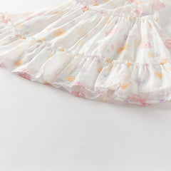Dave&Bella Girls Summer White Floral Print Comfortable Party Dress