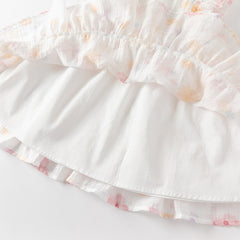 Dave&Bella Girls Summer White Floral Print Comfortable Party Dress