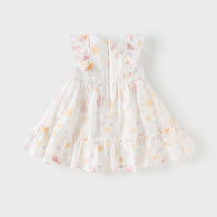 Dave&Bella Girls Summer White Floral Print Comfortable Party Dress