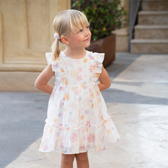 Dave&Bella Girls Summer White Floral Print Comfortable Party Dress