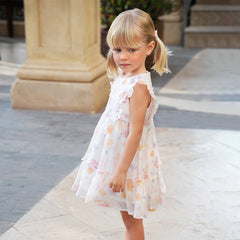 Dave&Bella Girls Summer White Floral Print Comfortable Party Dress