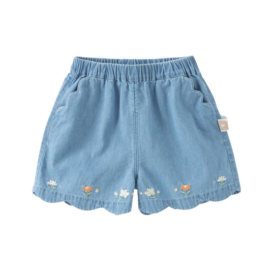 Dave&Bella Toddler Girls Summer Sweet Denim Blue Breathable Cotton Jean Shorts