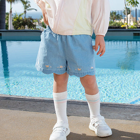 Dave&Bella Toddler Girls Summer Sweet Denim Blue Breathable Cotton Jean Shorts