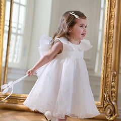Dave&Bella Toddler Girls Summer Princess White Fantasy Mesh Graduation Dress