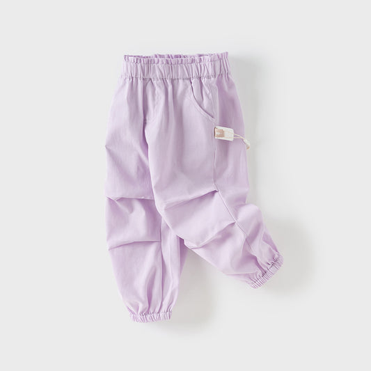 Dave&Bella Toddler Girls Summer Purple/Orange Lightweight Loose Pants