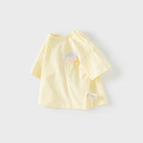 Dave&Bella Toddler Girls Summer Light Yellow Lightweight Cotton T-shirts