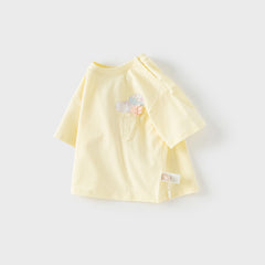 Dave&Bella Toddler Girls Summer Light Yellow Lightweight Cotton T-shirts