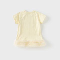 Dave&Bella Girls Summer Cheerful Milk Yellow Mesh Princess Cake Dress