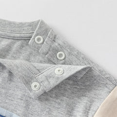 Dave&Bella Kids Boys Summer Grey/White Breathable Cotton Short-sleeved T-shirt Tops