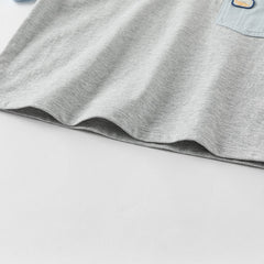 Dave&Bella Kids Boys Summer Grey/White Breathable Cotton Short-sleeved T-shirt Tops
