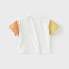 Dave&Bella Kids Boys Summer Grey/White Breathable Cotton Short-sleeved T-shirt Tops