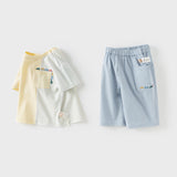 Dave&Bella Toddler Boys Summer Casual Yellow Comfortable T-shirt Pant Outfit Sets