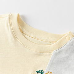 Dave&Bella Toddler Boys Summer Casual Yellow Comfortable T-shirt Pant Outfit Sets