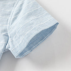 Dave&Bella Boys Summer Cotton Blue T-shirt Backpack Short Pant Set