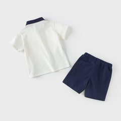 Dave&Bella Boys Summer Polo Cotton T-shirt Five-Point Short Pant Set
