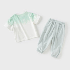 Dave&Bella Toddler Boys Summer Casual Green T-shirt Pant Sets