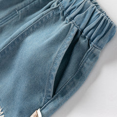 Dave&Bella Boys Summer Fresh Thin Blue White Striped T-Shirt Short Jeans Set